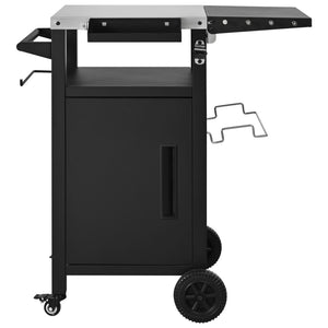English Elm K&k Outdoor Grill Cart Stainless Steel Prep Station with Storage and Drop Leaf N707P379798B