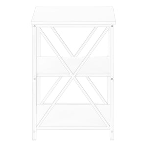 English Elm Accent 3-Tier Side Table with X-Frame Metal Base, Space-Saving End Table with Shelves for Living Room White 27 L x 20 W x 5 H B2710P219354