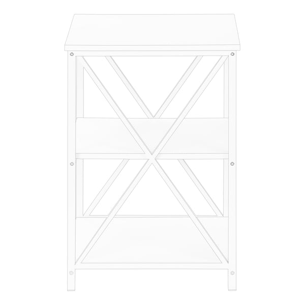 English Elm Accent 3-Tier Side Table with X-Frame Metal Base, Space-Saving End Table with Shelves for Living Room White 27 L x 20 W x 5 H B2710P219354