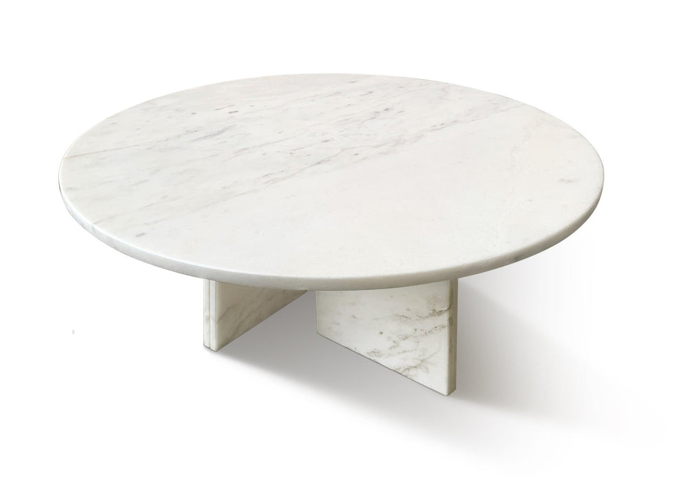 English Elm White Genuine Marble Coffee Table Set – Elegant Round Design For Stylish Living Room & Lounge Decor W1696P262765-GIGA