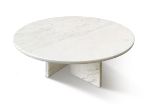 English Elm White Genuine Marble Coffee Table Set – Elegant Round Design For Stylish Living Room & Lounge Decor W1696P262765-GIGA