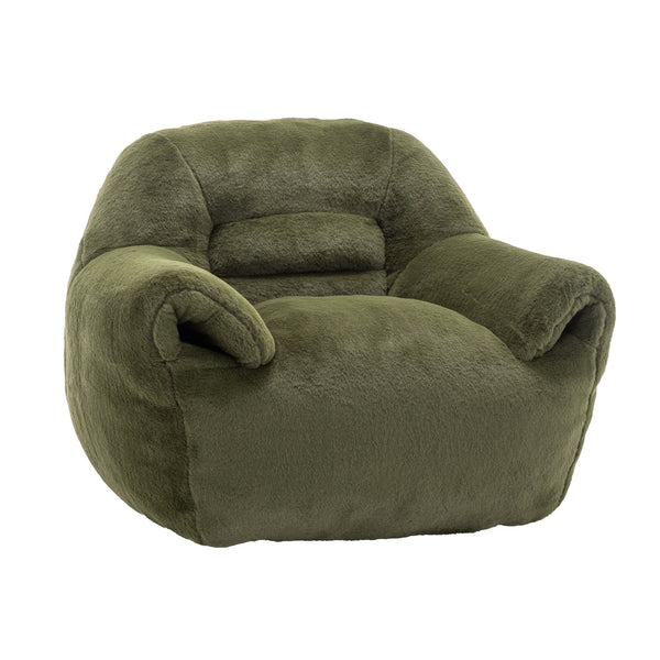 English Elm Bean Bag Chair - Plush Faux Fur Sofa With Back Support, Perfect For Any Room, Adults & Kids - Green W2200P326891