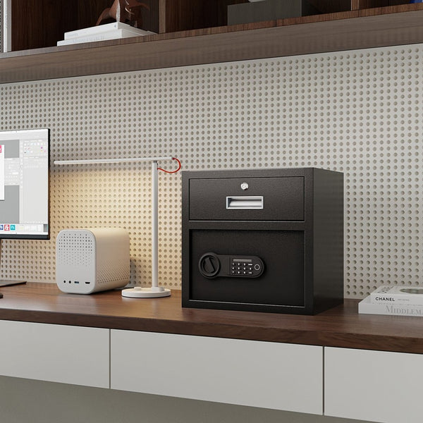 English Elm Steel Security Safe With Electronic Keypad - Heavy-Duty Protection For Cash, Jewelry, And Documents W396P278373-GIGA