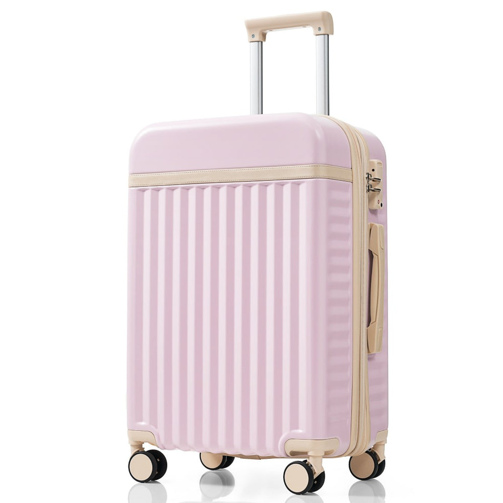 English Elm Luggage 3 Piece Abs Hard Shell Set with Usb Port Front Access and Spinner Wheels Pink N726P307555P