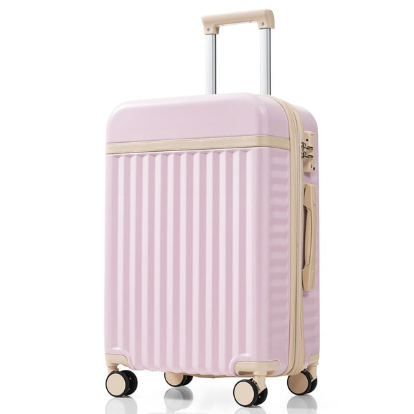 English Elm Luggage 3 Piece Abs Hard Shell Set with Usb Port Front Access and Spinner Wheels Pink N726P307555P