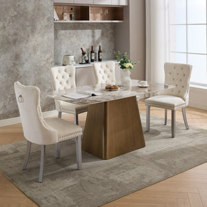 English Elm A&a Furniture Nikki Velvet Wingback Dining Chairs Tufted Nailhead Set of Two W1143P179489