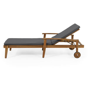 English Elm Jason Outdoor Acacia Wood Chaise Lounge with Adjustable Recline and Slat Design Grey N769P363844G