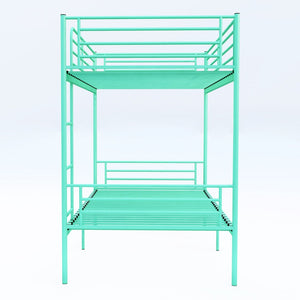 English Elm Bunk Bed Twin Over Iron Frame with Full Guardrail Ladder and Under Storage Green W3752P412410