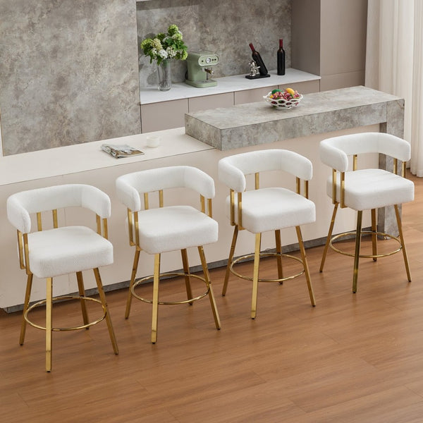 English Elm Ts Teddy Fleece Accent Chair Set of Two with Gold Square Legs for Glam Modern Spaces White W2311P412751