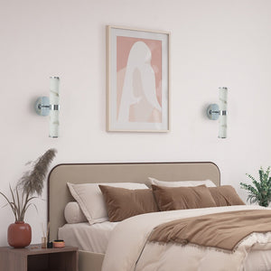 English Elm Resin Imitation Marble Texture Wall Light Set of 2 with Sleek Iron Frame, Minimalist Ambient Sconces for Hallways Bedrooms Bathrooms Chrome W1340P189552