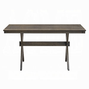 English Elm Gray 59"W x 35"D Rectangular Dining Table with X‑Shape Legs, Modern Rustic Wood Finish, Easy Assembly B2741P327424
