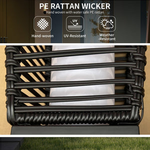English Elm Outsunny Solar Rattan Pathway Lantern Outdoor Wicker Led Garden Light Auto Dusk W2225P174039