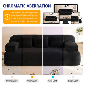 English Elm 78.7" Frameless Convertible Corduroy Sofa Sleeper Queen Bed for Compact Living Spaces Black W3219P427162