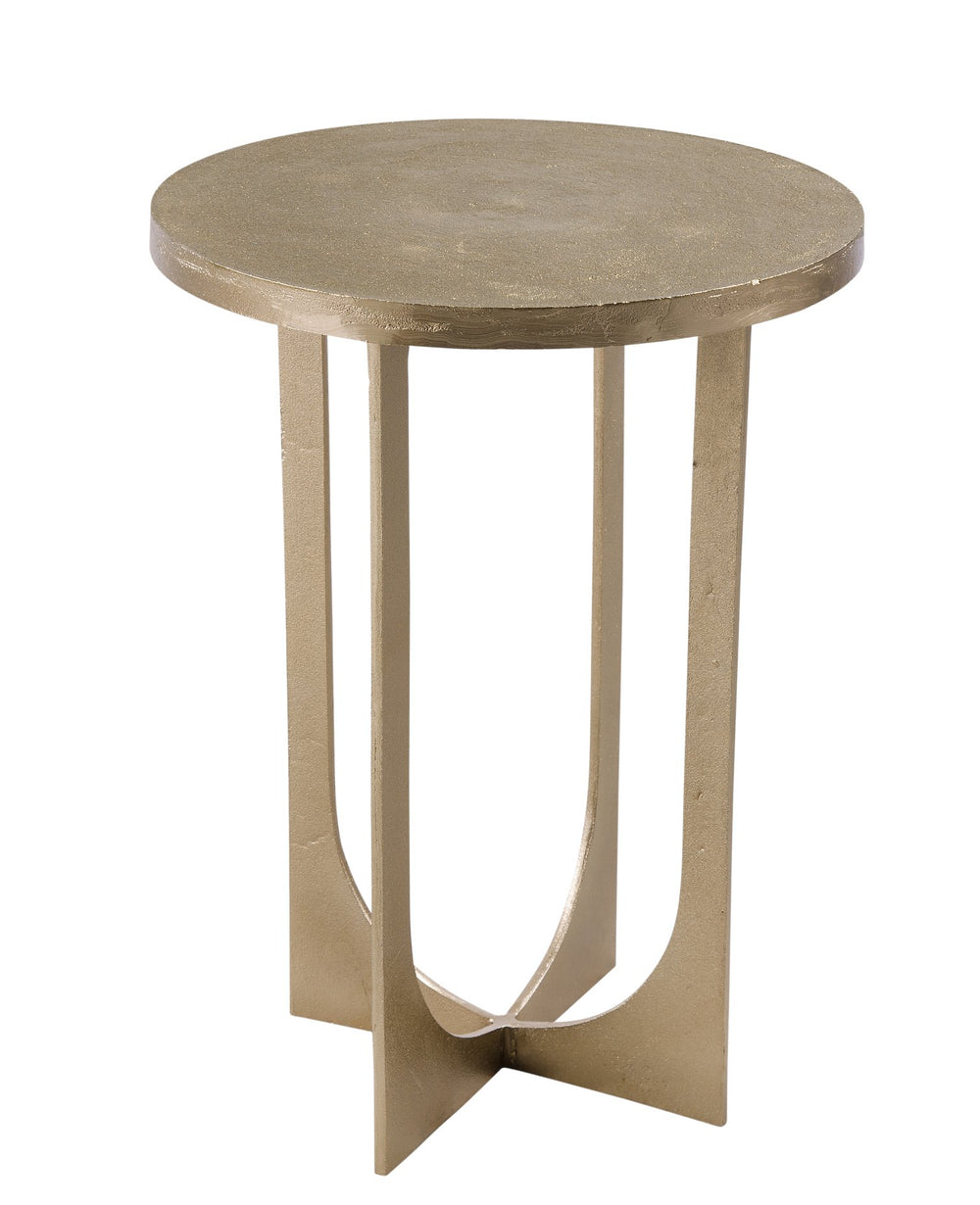 Basset Mirror Ava Glam Accent Table – Textured Cast Aluminum With Opulent Champagne Gold Finish For Modern Spaces Gold Cast Aluminum 9122-lr-223
