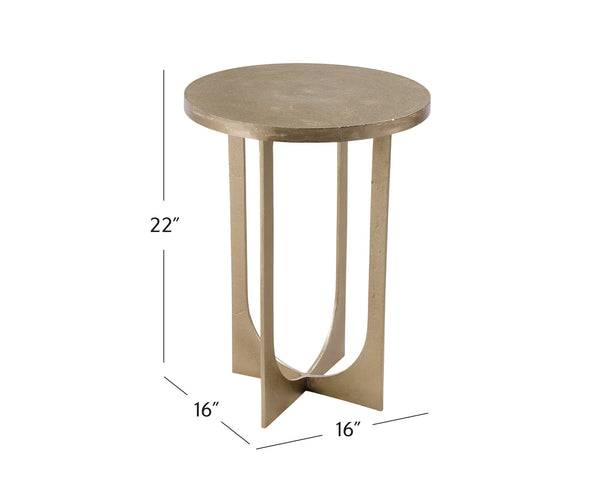 Basset Mirror Ava Glam Accent Table – Textured Cast Aluminum With Opulent Champagne Gold Finish For Modern Spaces Gold Cast Aluminum 9122-lr-223