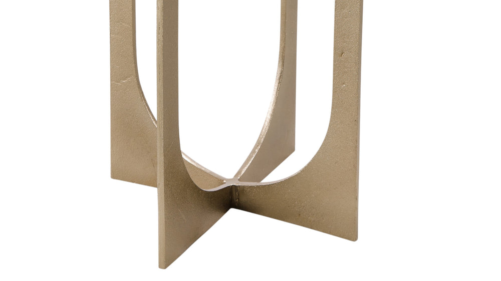 Basset Mirror Ava Glam Accent Table – Textured Cast Aluminum With Opulent Champagne Gold Finish For Modern Spaces Gold Cast Aluminum 9122-lr-223