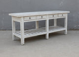 Lilys Amalfi Four Drawers Marble Top Console Distressed White 83X20X35H 9122-W