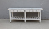 Lilys Amalfi Four Drawers Marble Top Console Distressed White 83X20X35H 9122-W