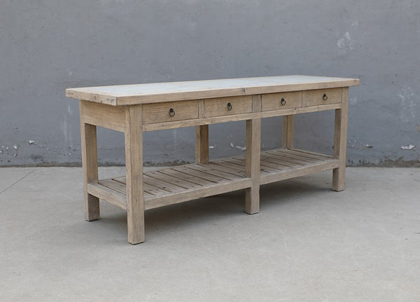 Lilys Amalfi Four Drawers Marble Top Console Weathered Natural 83X20X35H 9122-W