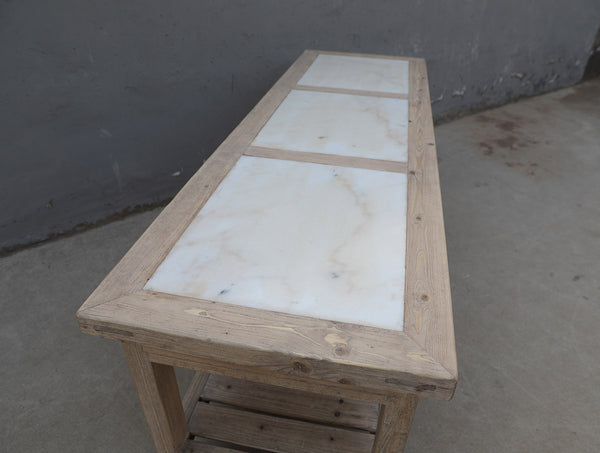 Lilys Amalfi Four Drawers Marble Top Console Weathered Natural 83X20X35H 9122-W