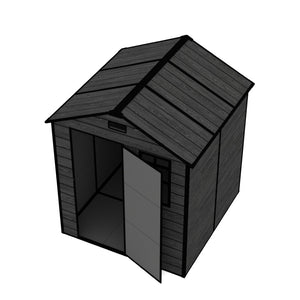 English Elm Campcraft Resin Storage Shed 6x6 Ft Polypropylene Waterproof Outdoor Wood Grain W1598S00029