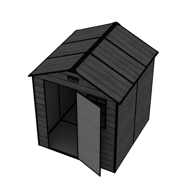 English Elm Campcraft Resin Storage Shed 6x6 Ft Polypropylene Waterproof Outdoor Wood Grain W1598S00029