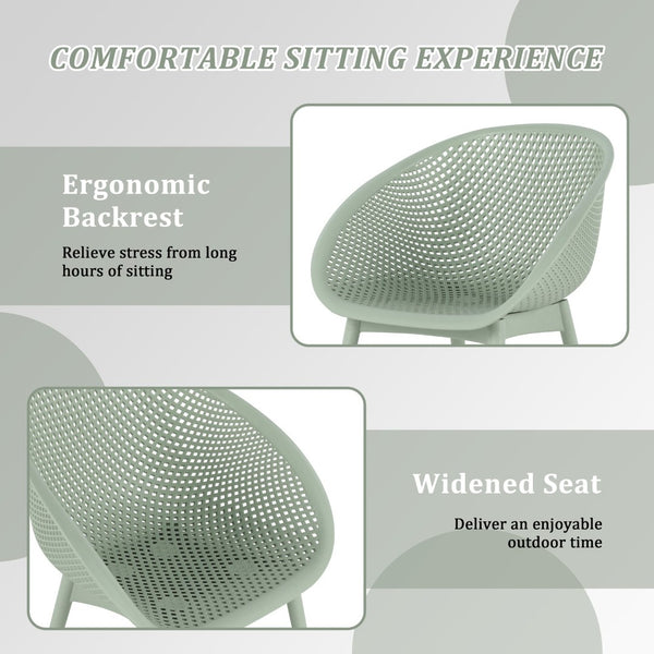 English Elm Summer Outdoor Bistro Set Uv Resistant Polypropylene Slatted Chairs and Round Patio Table Pale Green,White W3450S00021