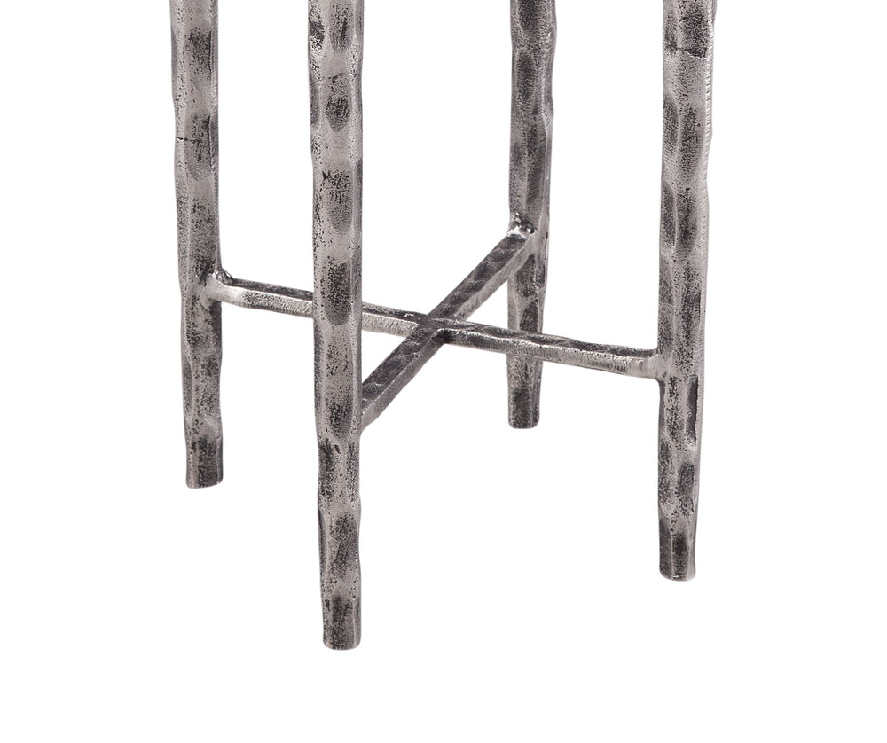 Basset Mirror Mendez Accent Table - Modern Glam Meets Timeless Elegance With Black Marble Top & Antique Silver Base Silver Cast Aluminum & Marble 9123-lr-223