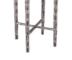 Basset Mirror Mendez Accent Table - Modern Glam Meets Timeless Elegance With Black Marble Top & Antique Silver Base Silver Cast Aluminum & Marble 9123-lr-223