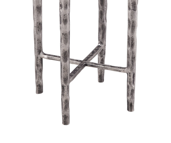 Basset Mirror Mendez Accent Table - Modern Glam Meets Timeless Elegance With Black Marble Top & Antique Silver Base Silver Cast Aluminum & Marble 9123-lr-223