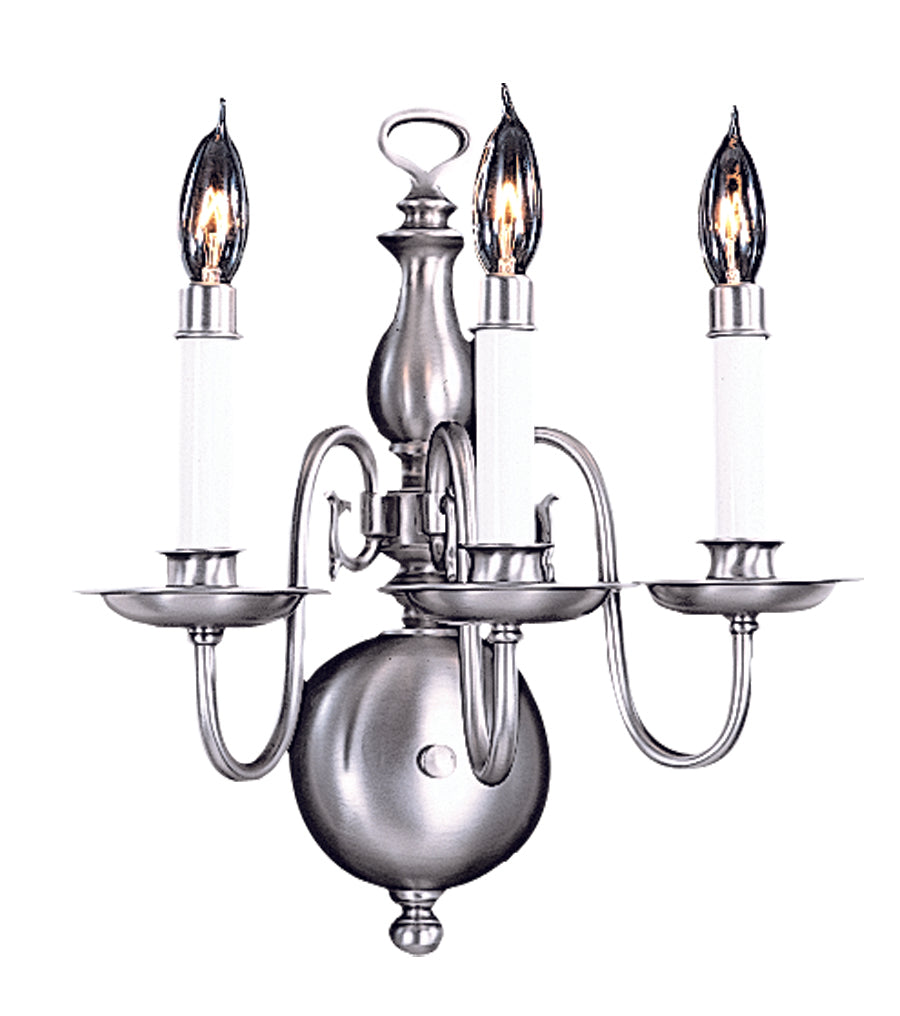 Framburg 3-light Classic Colonial Jamestown Sconce For Timeless Elegance In Any Room - Made In The Usa Satin Pewter Metal 9123 Sp