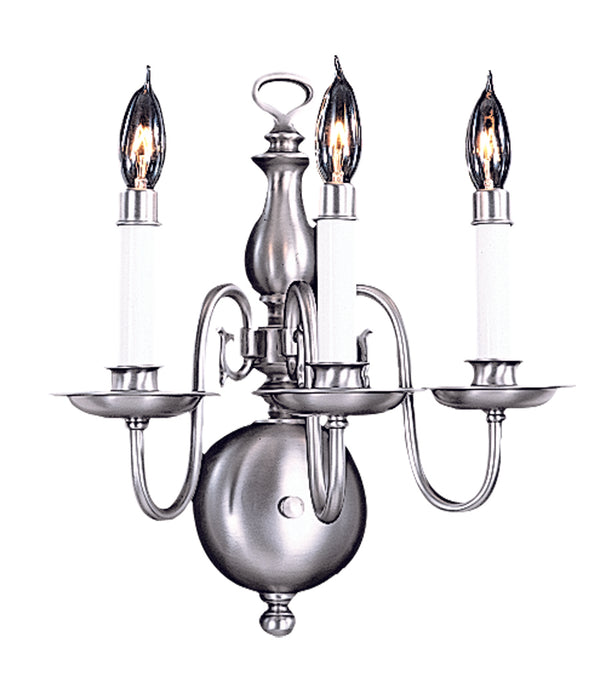 Framburg 3-light Classic Colonial Jamestown Sconce For Timeless Elegance In Any Room - Made In The Usa Satin Pewter Metal 9123 Sp