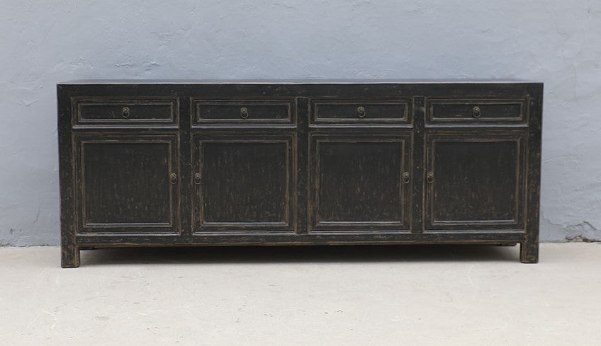 Lilys Four Drawers Sideboard Distressed Black 93X18X35H (Pre-Order Only) 9123-B