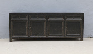 Lilys Four Drawers Sideboard Distressed Black 93X18X35H (Pre-Order Only) 9123-B