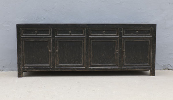 Lilys Four Drawers Sideboard Distressed Black 93X18X35H (Pre-Order Only) 9123-B