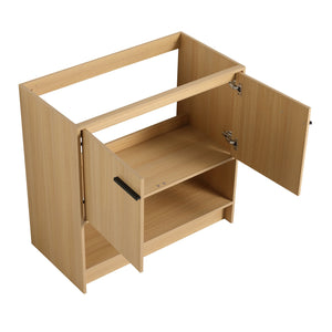 English Elm 36" Modern Bathroom Vanity With Ceramic Sink, Soft Closing Doors & Open Shelf For Stylish Storage W1972S00019