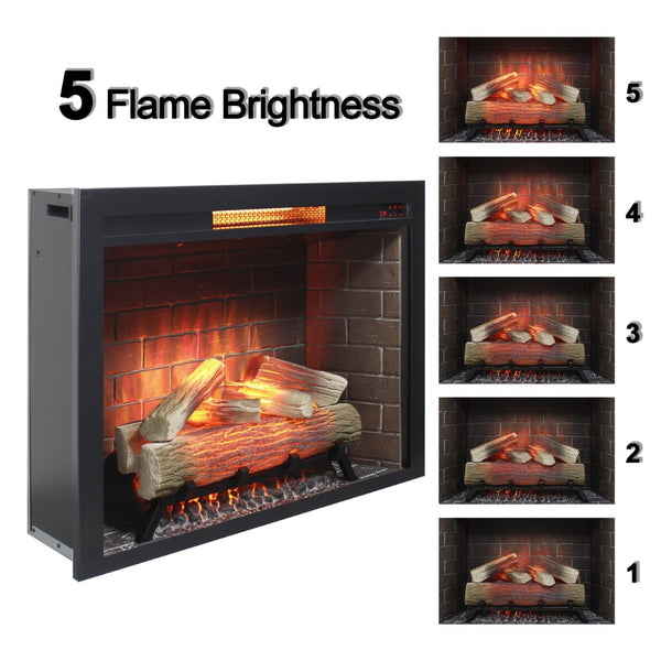 English Elm 33 Inch Infrared Electric Fireplace Insert with 3d Flame Effects and Crackling Sound W1769P252998