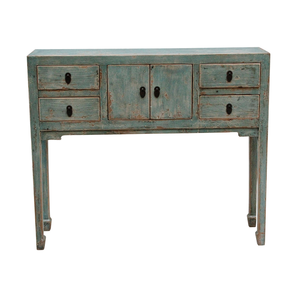 Lilys Four Drawers Console Table Weathered Soft Aqua 9124-G