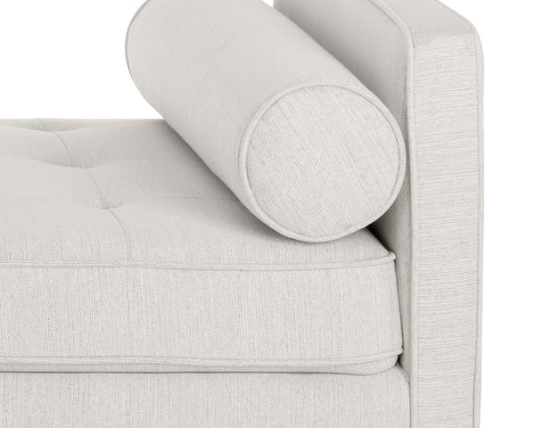 Sunpan Donnie Bench - Timeless Mid-Century Design with Faux Leather Upholstery and Birch Wood Base Natural / Mina Ivory