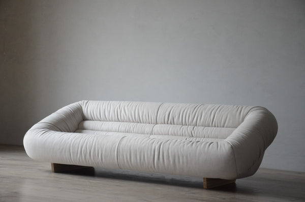 Lilys Verona 3 Seater Sofa Off White Nubuck Leather Fabric 97.6X41.4X27.8H (Dior-02) 9125-WT