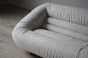 Lilys Verona 3 Seater Sofa Off White Nubuck Leather Fabric 97.6X41.4X27.8H (Dior-02) 9125-WT