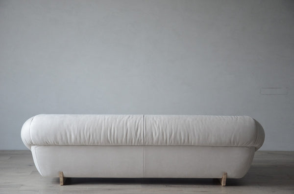 Lilys Verona 3 Seater Sofa Off White Nubuck Leather Fabric 97.6X41.4X27.8H (Dior-02) 9125-WT