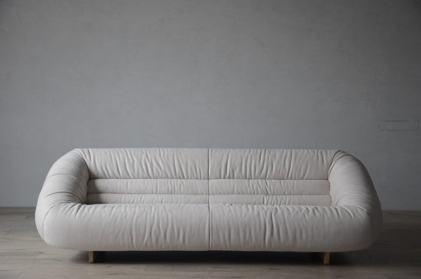 Lilys Verona 3 Seater Sofa Off White Nubuck Leather Fabric 97.6X41.4X27.8H (Dior-02) 9125-WT