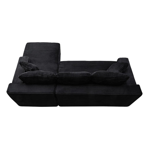 English Elm 94.5" Jumbo Corduroy Cloud Sectional Deep Seat L-shape Sofa for Living Rooms W5515P479894