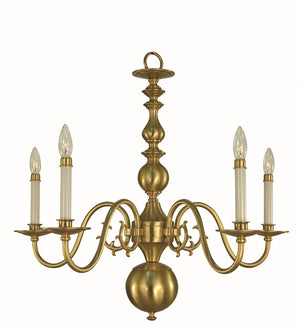Framburg 5-light Rustic Jamestown Dining Chandelier – Timeless Early American Design, Crafted In The Usa Brushed Brass Metal 9125 Br