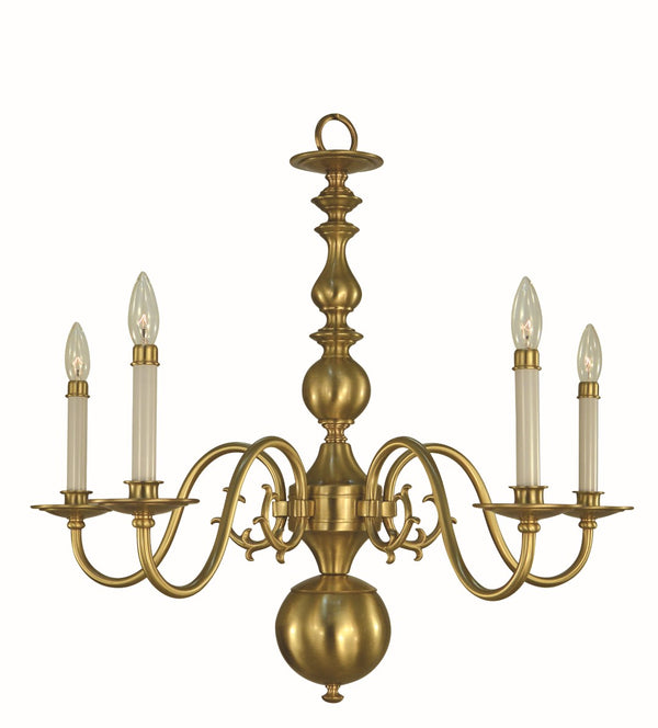 Framburg 5-light Rustic Jamestown Dining Chandelier – Timeless Early American Design, Crafted In The Usa Brushed Brass Metal 9125 Br