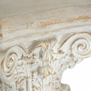 English Elm 16x16x24.5" Classical Scrollwork Pedestal with Distressed Gold Accents for Elegant Displays W2078P484428