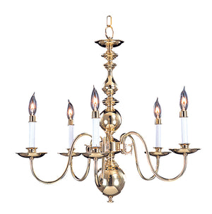 Framburg 5-light Rustic Jamestown Dining Chandelier – Timeless Early American Design, Crafted In The Usa Polished Brass Metal 9126 Pb