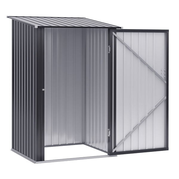English Elm Outsunny Galvanized Steel Lean to Outdoor Storage Shed with Lockable Ventilated Design W2225P217229