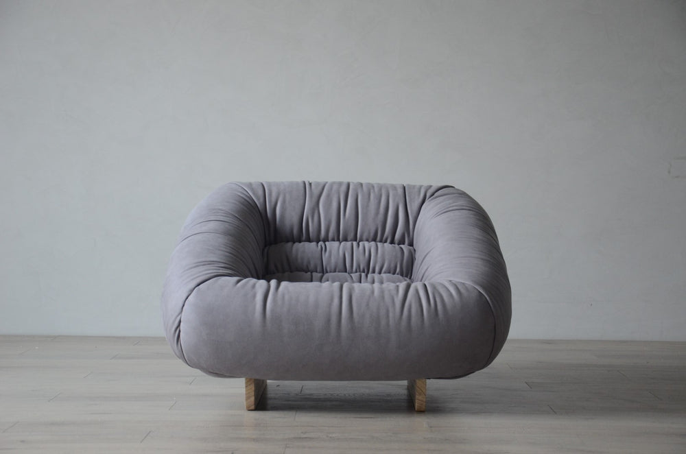 Lilys Verona Sofa Chair Cloudy Gray Nubuck Leather Fabric 44.5X41.4X27.8H(Dior-91) 9126-GRAY